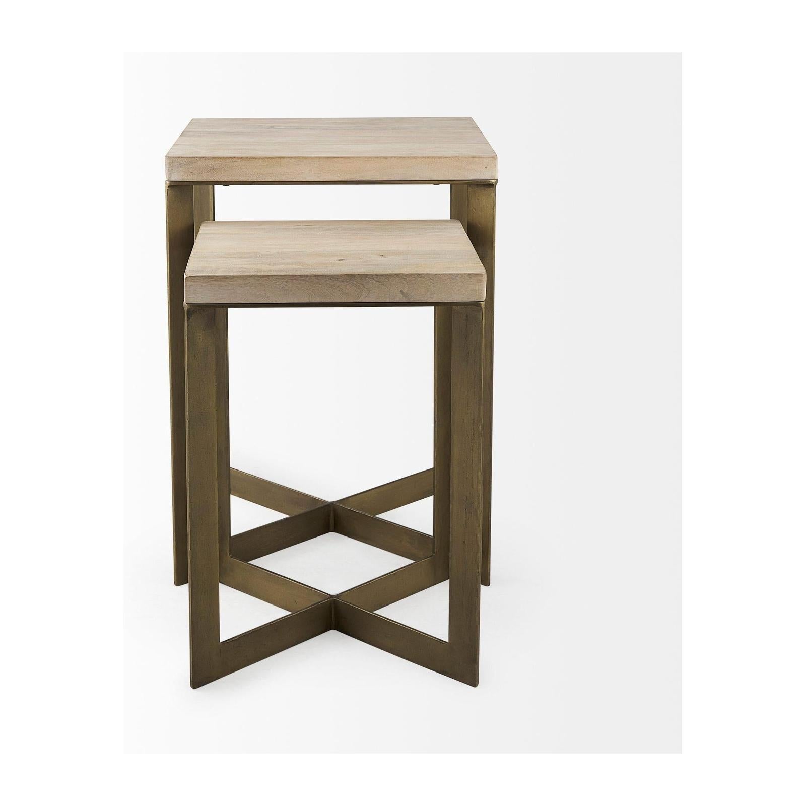 Mercana Faye Gold Metal Base Accent Tables- Set of 2