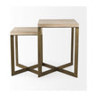 Mercana Faye Gold Metal Base Accent Tables- Set of 2