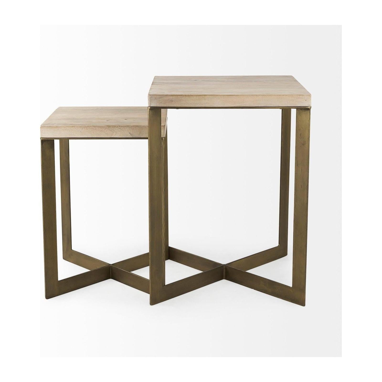 Mercana Faye Gold Metal Base Accent Tables- Set of 2