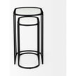 Mercana Celine Black/Silver Metal and Glass Nesting Accent Tables- Set of 2