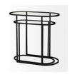 Mercana Celine Black/Silver Metal and Glass Nesting Accent Tables- Set of 2