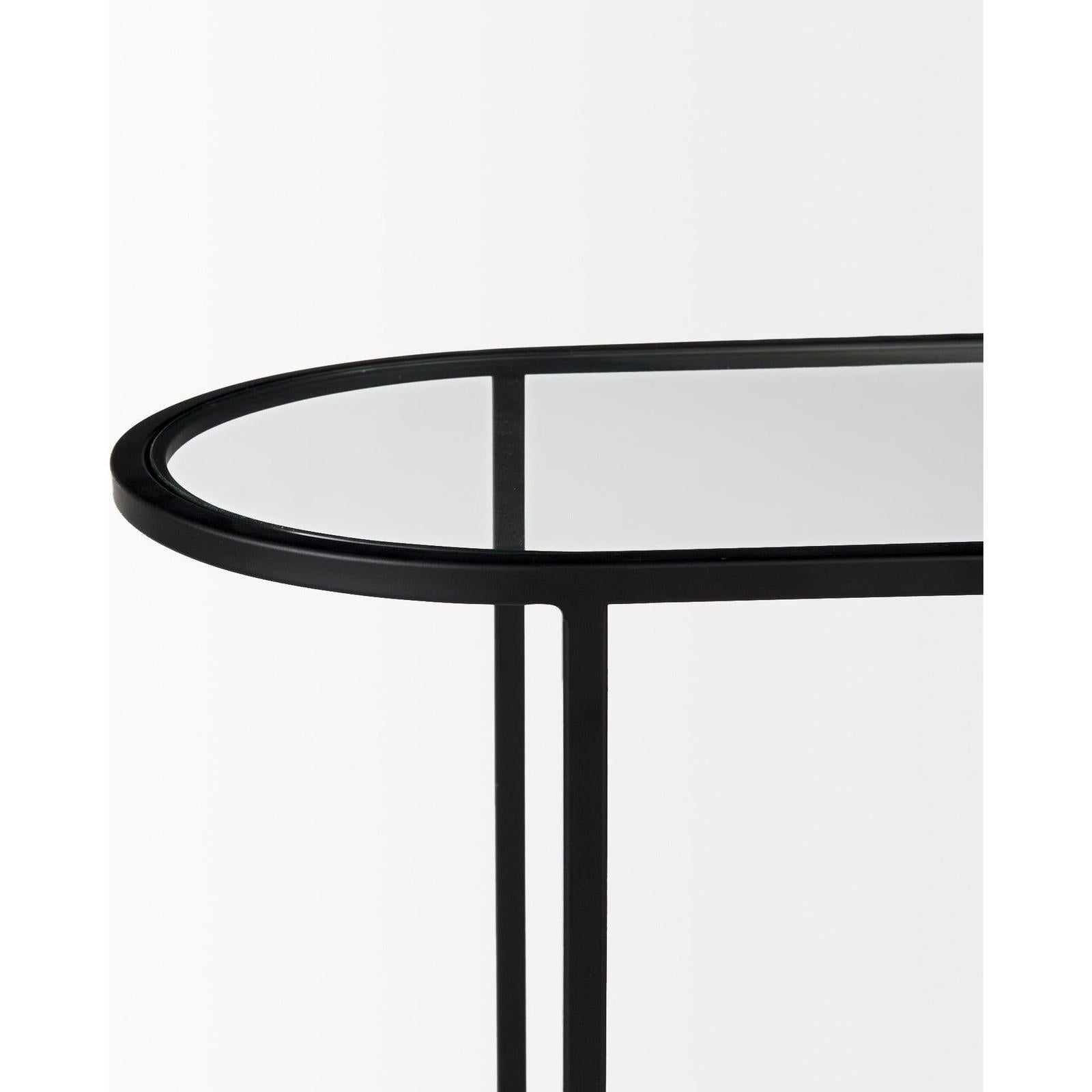 Mercana Celine Black/Silver Metal and Glass Nesting Accent Tables- Set of 2