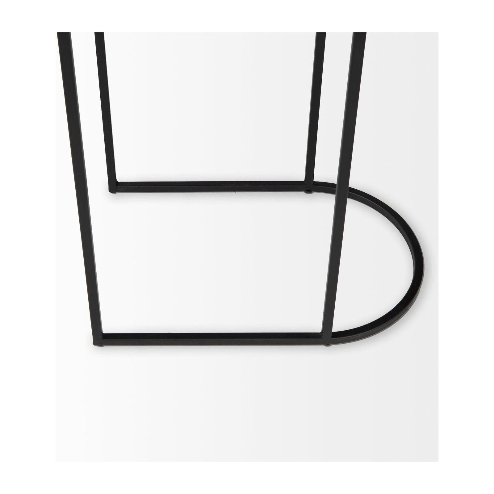 Mercana Celine Black/Silver Metal and Glass Nesting Accent Tables- Set of 2