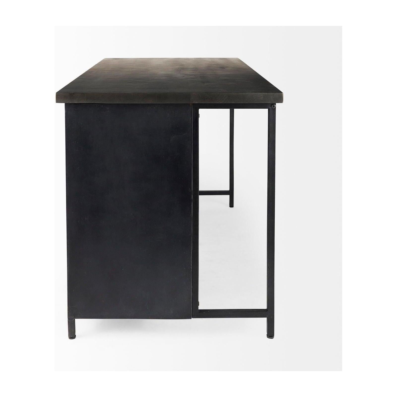 Mercana Dimitra Dark Iron W/Glass Doors Kitchen Island Clearance