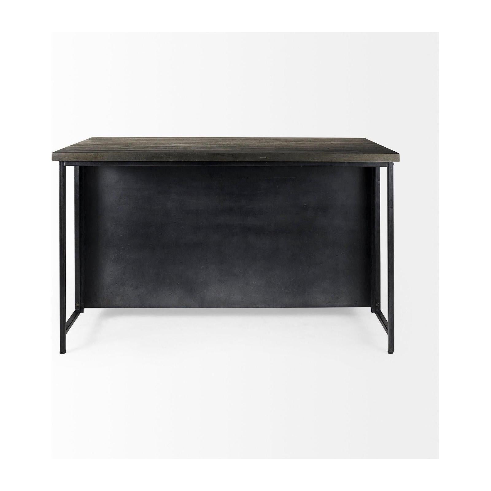 Mercana Dimitra Dark Iron W/Glass Doors Kitchen Island Clearance