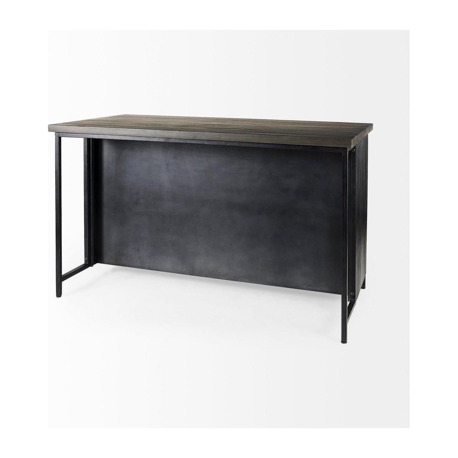 Mercana Dimitra Dark Iron W/Glass Doors Kitchen Island Clearance