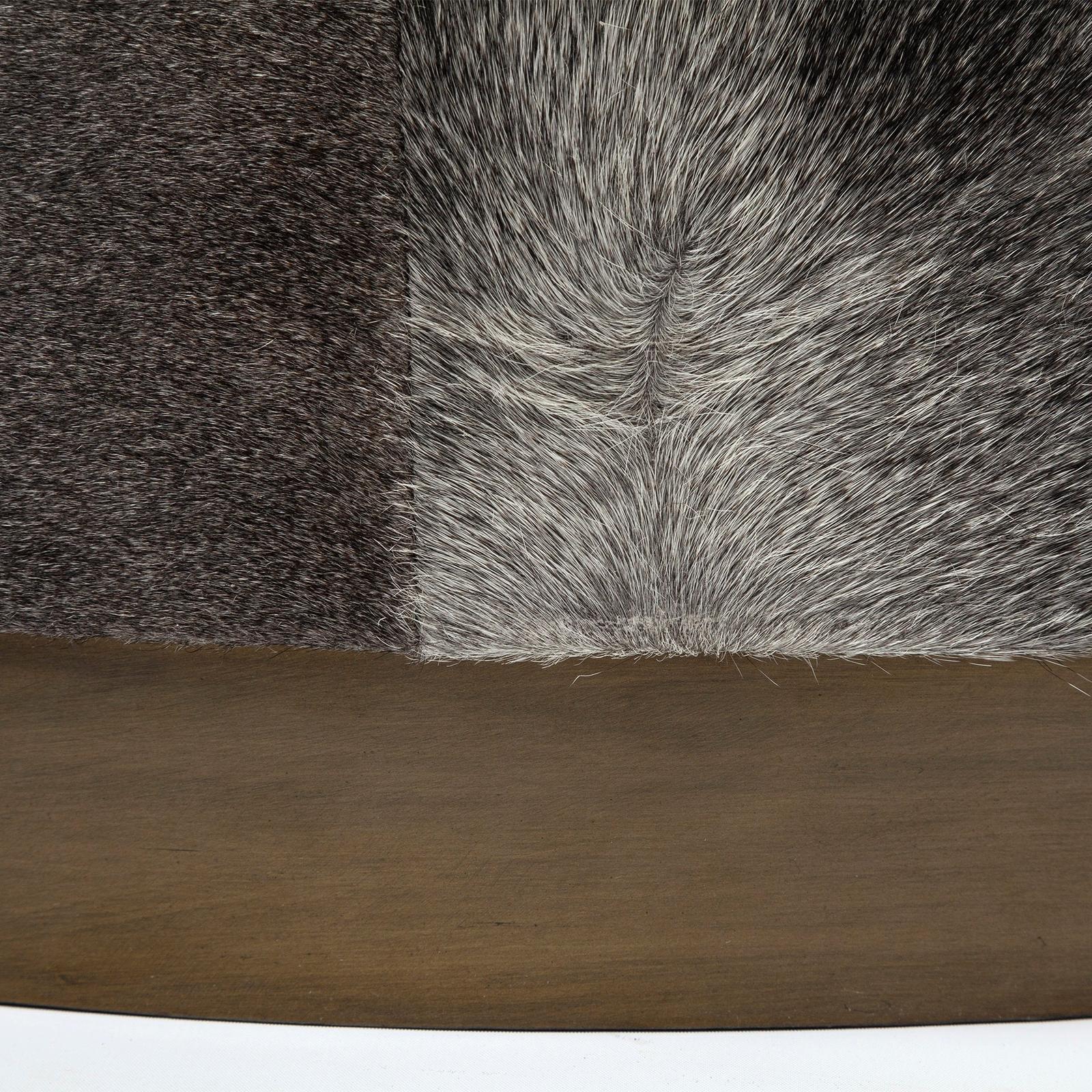 Mercana Zahavi Grey-toned Hair-on-hide Ottoman