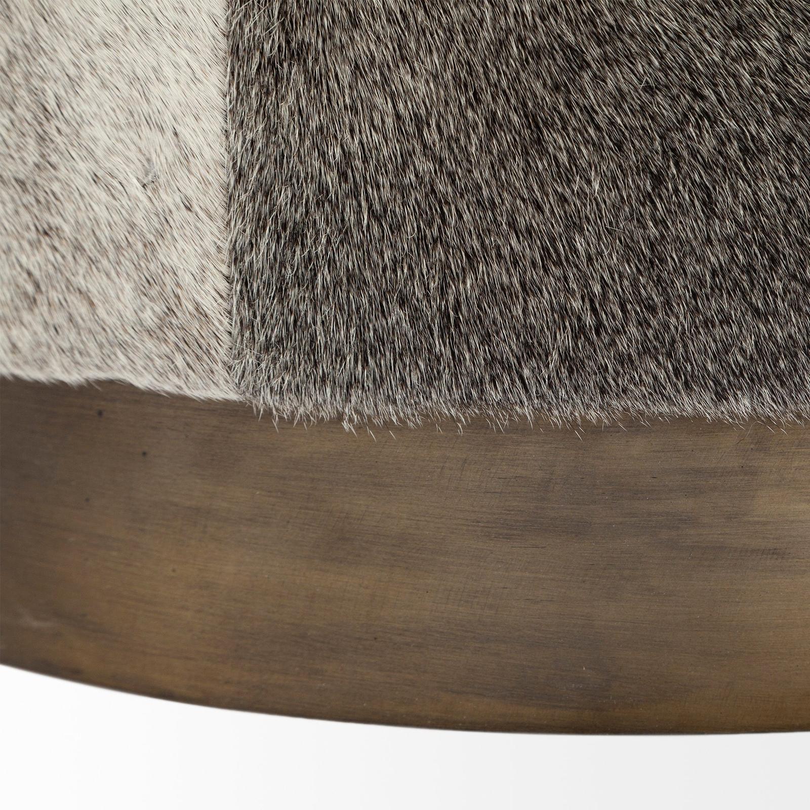 Mercana Zahavi Grey-toned Hair-on-hide Ottoman