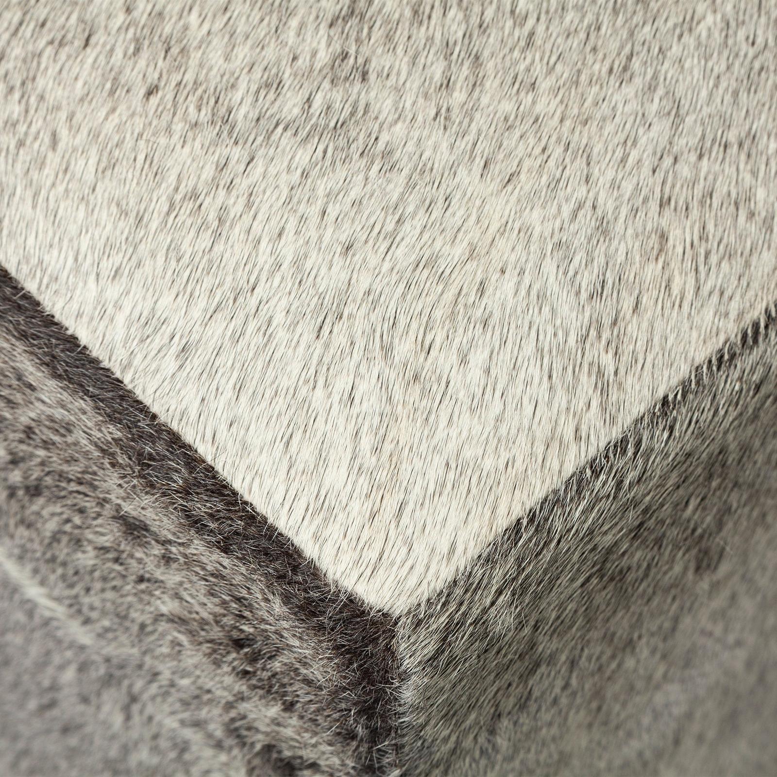 Mercana Zahavi Grey-toned Hair-on-hide Ottoman