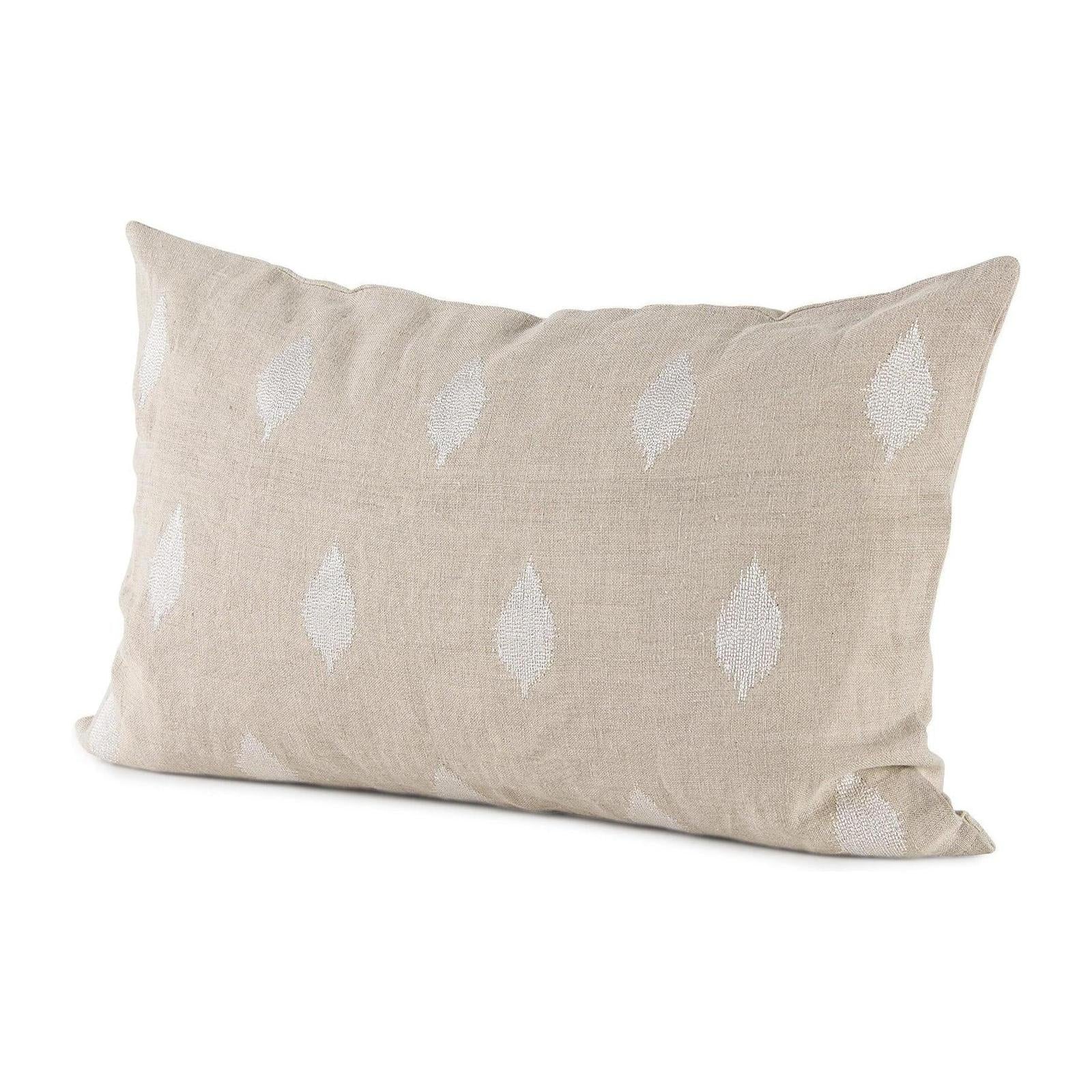 Mercana Enya Beige and Cream Fabric Patterned Decorative Pillow Cover