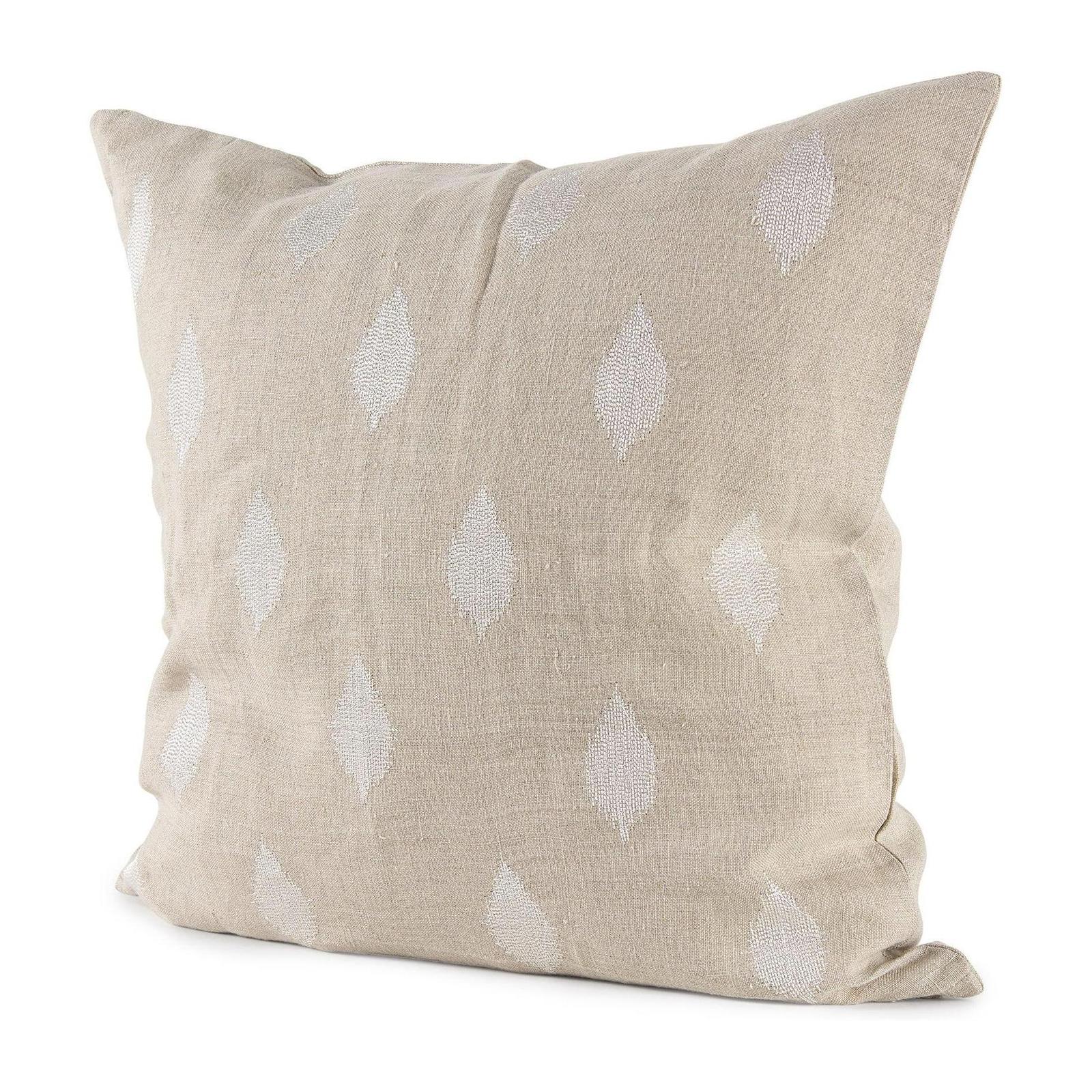Mercana Enya Beige and Cream Fabric Patterned Decorative Pillow Cover