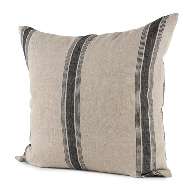 Mercana Hattie Beige and Black Fabric Striped Decorative Pillow Cover