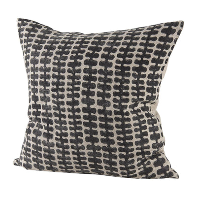 Mercana Miriam Beige and Black Fabric Patterned Decorative Pillow Cover