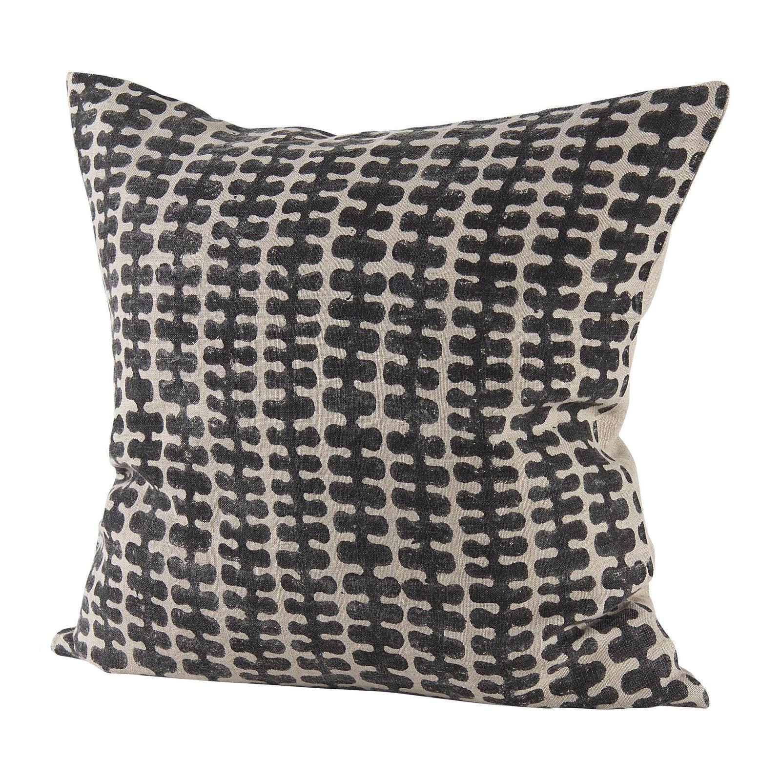 Mercana Miriam Beige and Black Fabric Patterned Decorative Pillow Cover