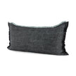 Mercana Malia Black and Teal Fabric Fringed Decorative Pillow Cover