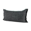 Mercana Malia Black and Teal Fabric Fringed Decorative Pillow Cover