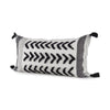 Mercana Kimia White and Black Fabric Herringbone and Fringed Decorative Pillow Cover Clearance