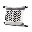Mercana Kimia White and Black Fabric Herringbone and Fringed Decorative Pillow Cover Clearance
