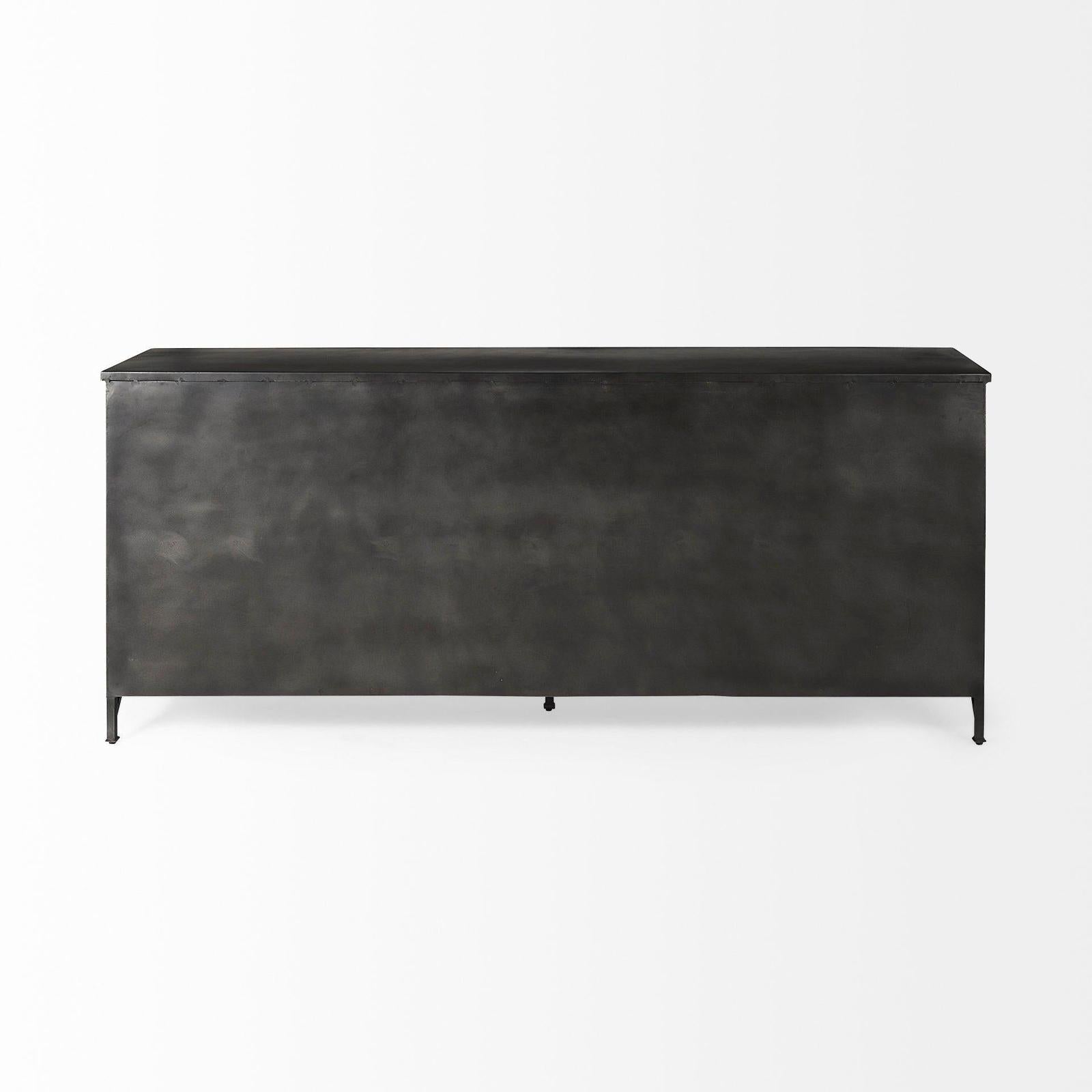 Mercana Poppy Black Metal With Glass Door Sideboard