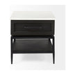 Mercana Divina Black-Brown Wood w/ White Marble Top and Black Metal Base 1 Drawer Side Table