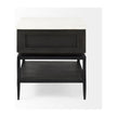 Mercana Divina Black-Brown Wood w/ White Marble Top and Black Metal Base 1 Drawer Side Table
