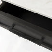 Mercana Divina Black-Brown Wood w/ White Marble Top and Black Metal Base 1 Drawer Side Table