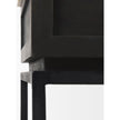 Mercana Divina Black-Brown Wood w/ White Marble Top and Black Metal Base 1 Drawer Side Table