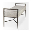 Mercana Charlotte 55.0L Gray Herringbone Fabric Seat w/ Antique Nickel Metal Frame Bench