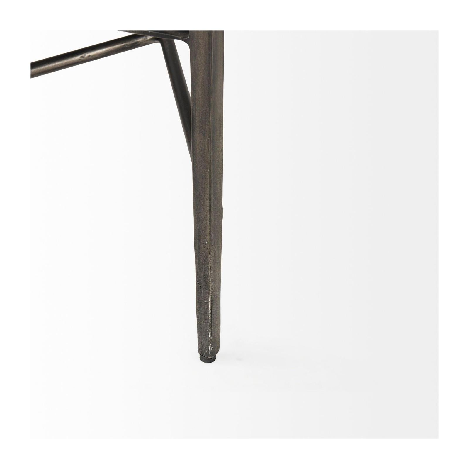 Mercana Charlotte 55.0L Gray Herringbone Fabric Seat w/ Antique Nickel Metal Frame Bench