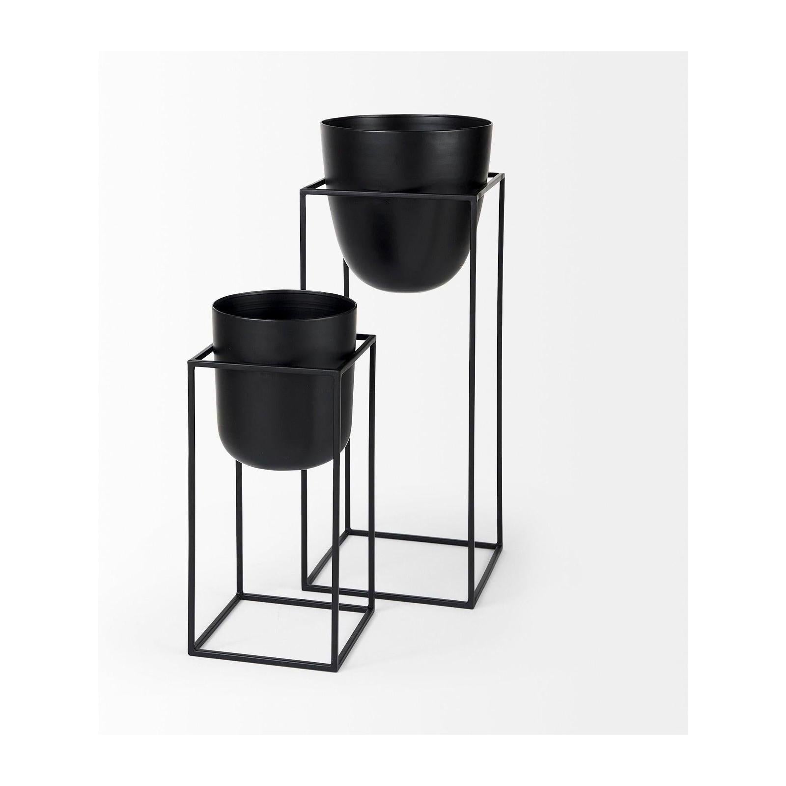 Mercana Bumble Black Plant Stands- Set of 2