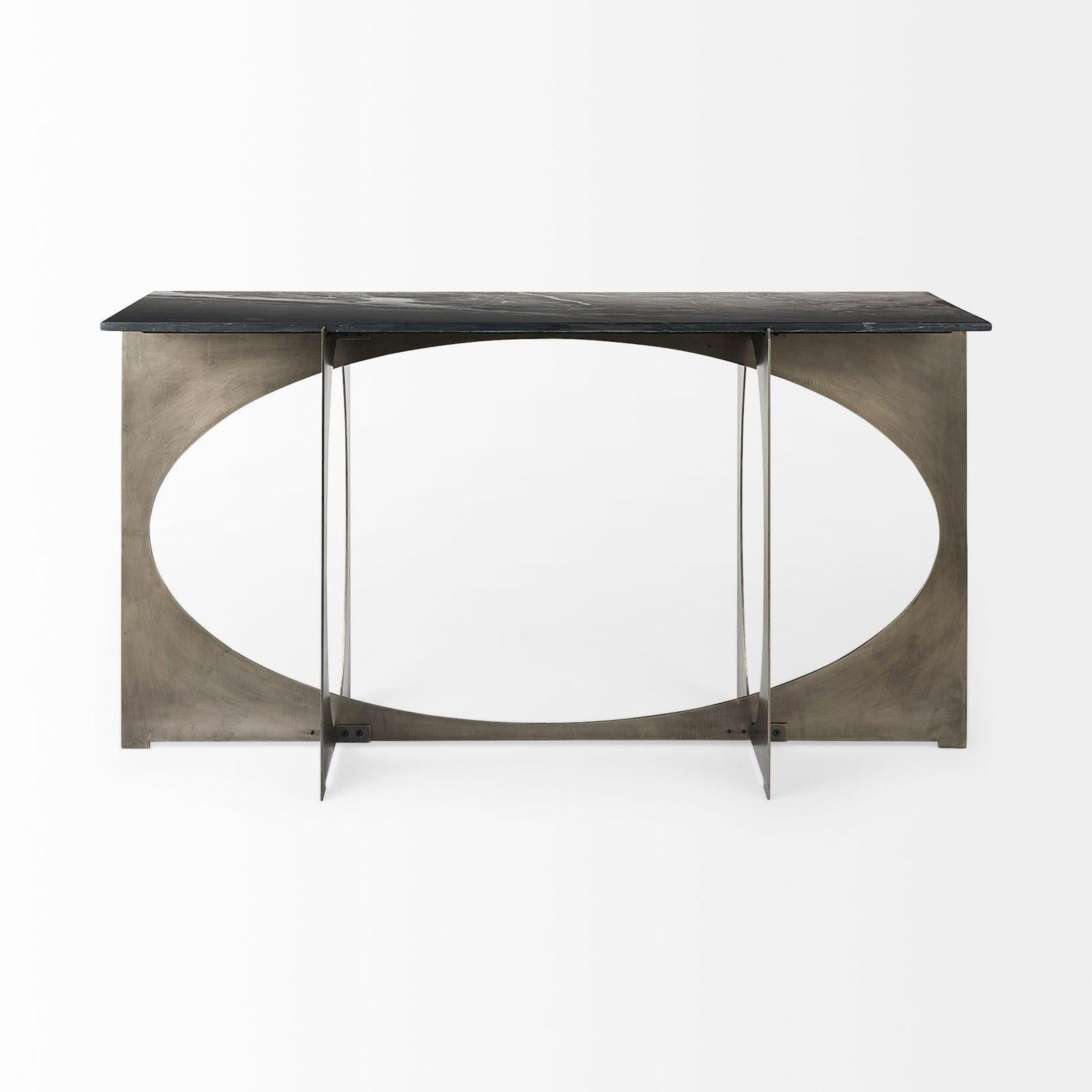 Mercana Reinhold IV Black Marble Top Iron Console Table
