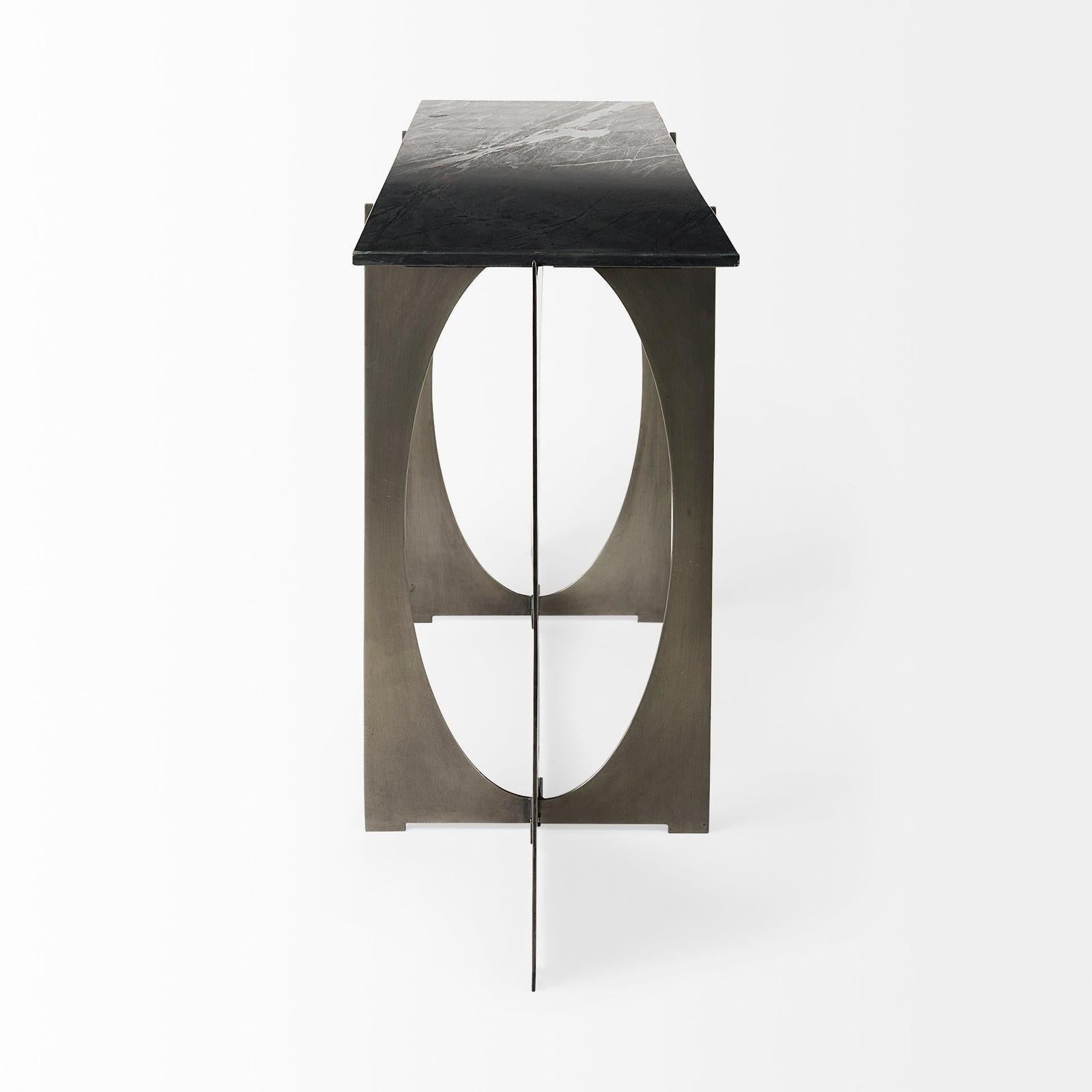 Mercana Reinhold IV Black Marble Top Iron Console Table