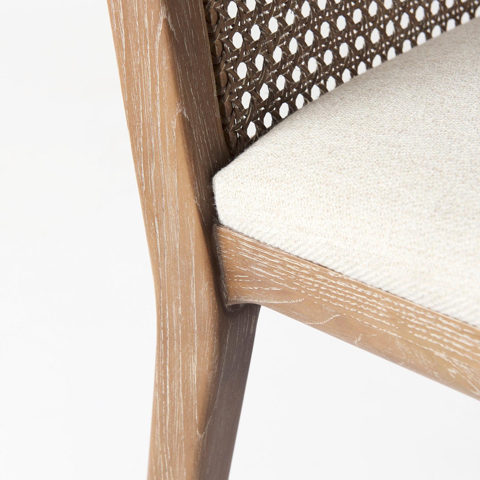 Mercana Clara Fabric Seat and Cane Back Armless Dining Chair