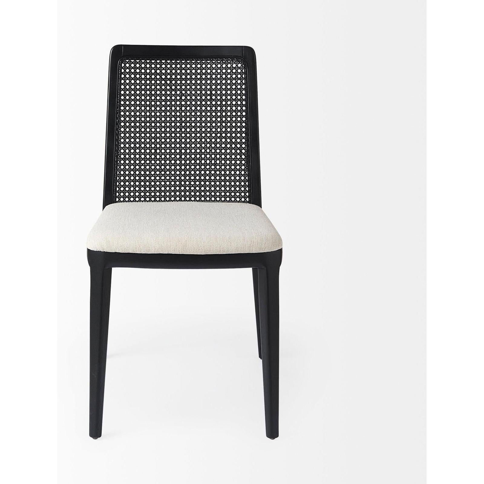 Mercana Clara Fabric Seat and Cane Back Armless Dining Chair