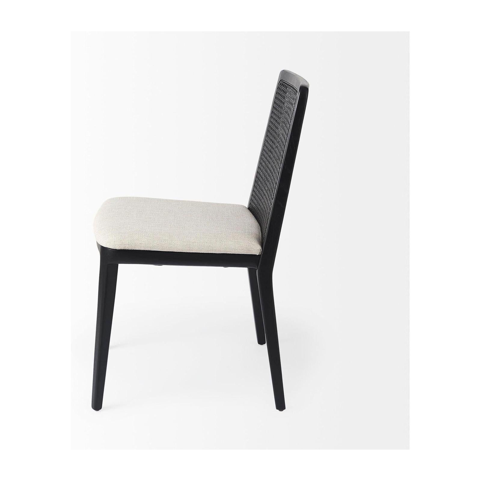 Mercana Clara Fabric Seat and Cane Back Armless Dining Chair