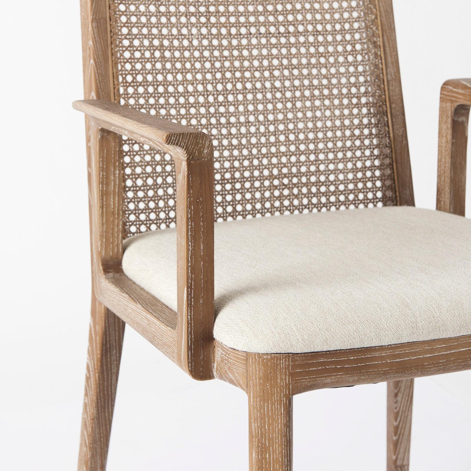 Mercana Clara Wood W/ Cream Fabric Seat and Cane Back Dining Chair