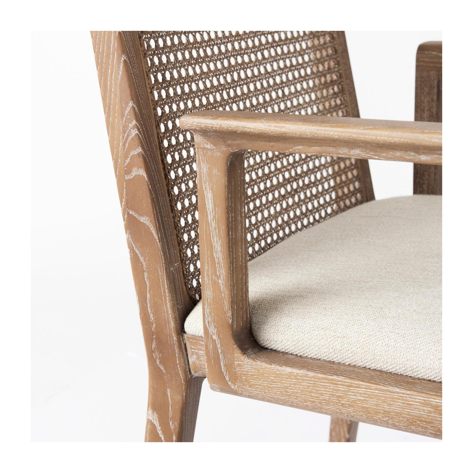 Mercana Clara Wood W/ Cream Fabric Seat and Cane Back Dining Chair