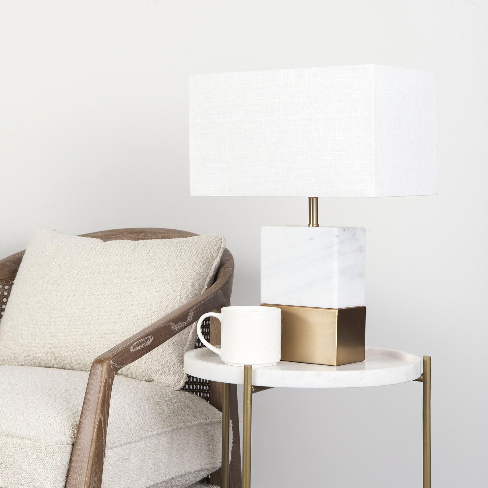 Mercana Stella White Round Marble Top W/Gold Base Accent Table Clearance