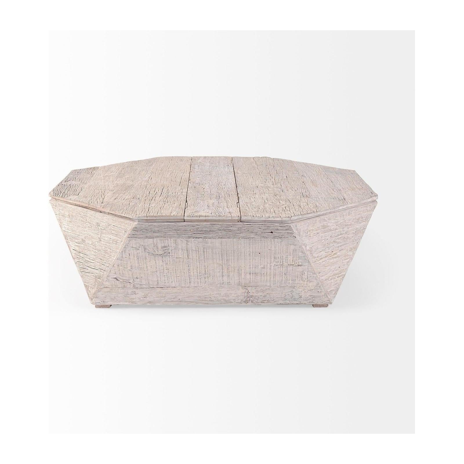 Mercana Esagono Octagonal Reclaimed Wood Coffee Table w/ Storage