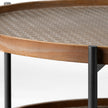 Mercana Kade Round Brown Table Gray Metal Frame Two-Tier Coffee Table
