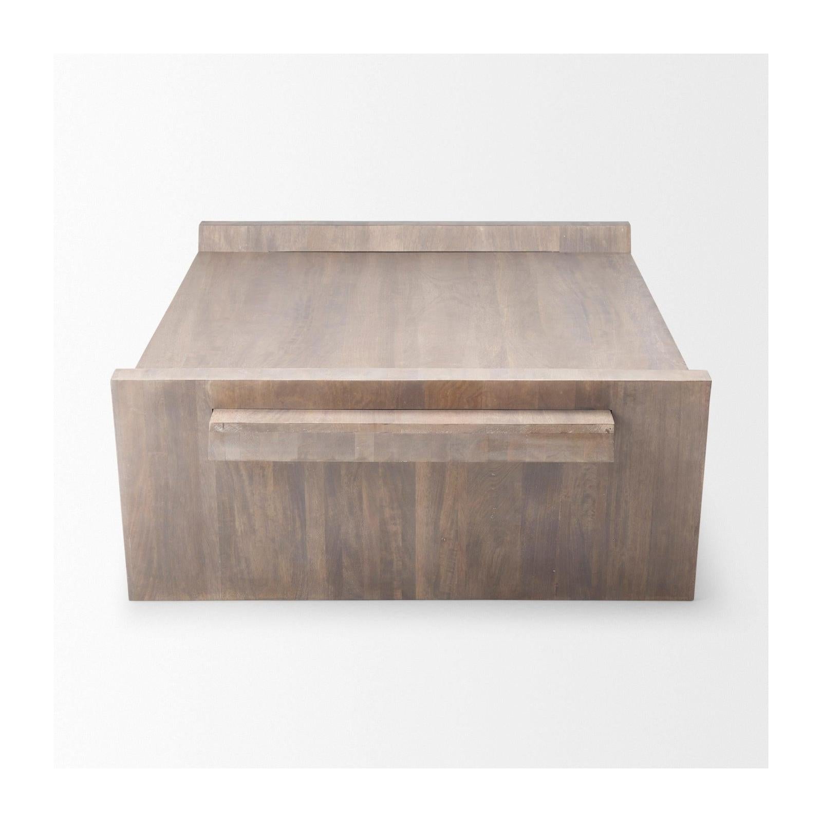 Mercana Elaine Brown Solid Wood Top & Base Coffee Table Clearance