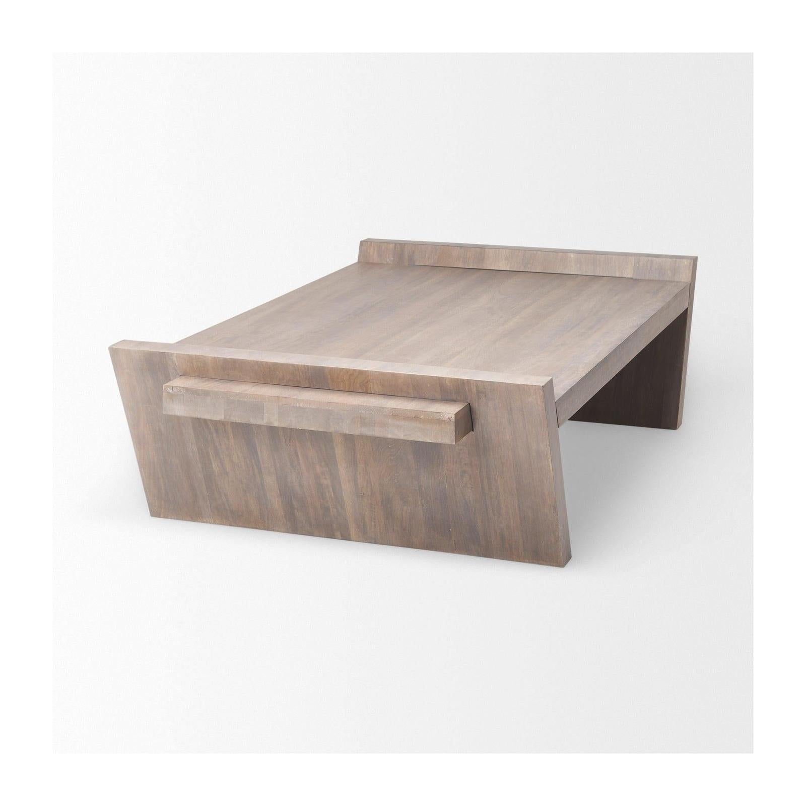Mercana Elaine Brown Solid Wood Top & Base Coffee Table Clearance