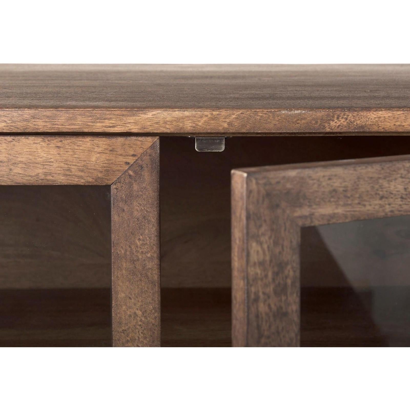 Mercana Arelius Black Metal Base w/ 4 Glass Cabinet Doors Sideboard