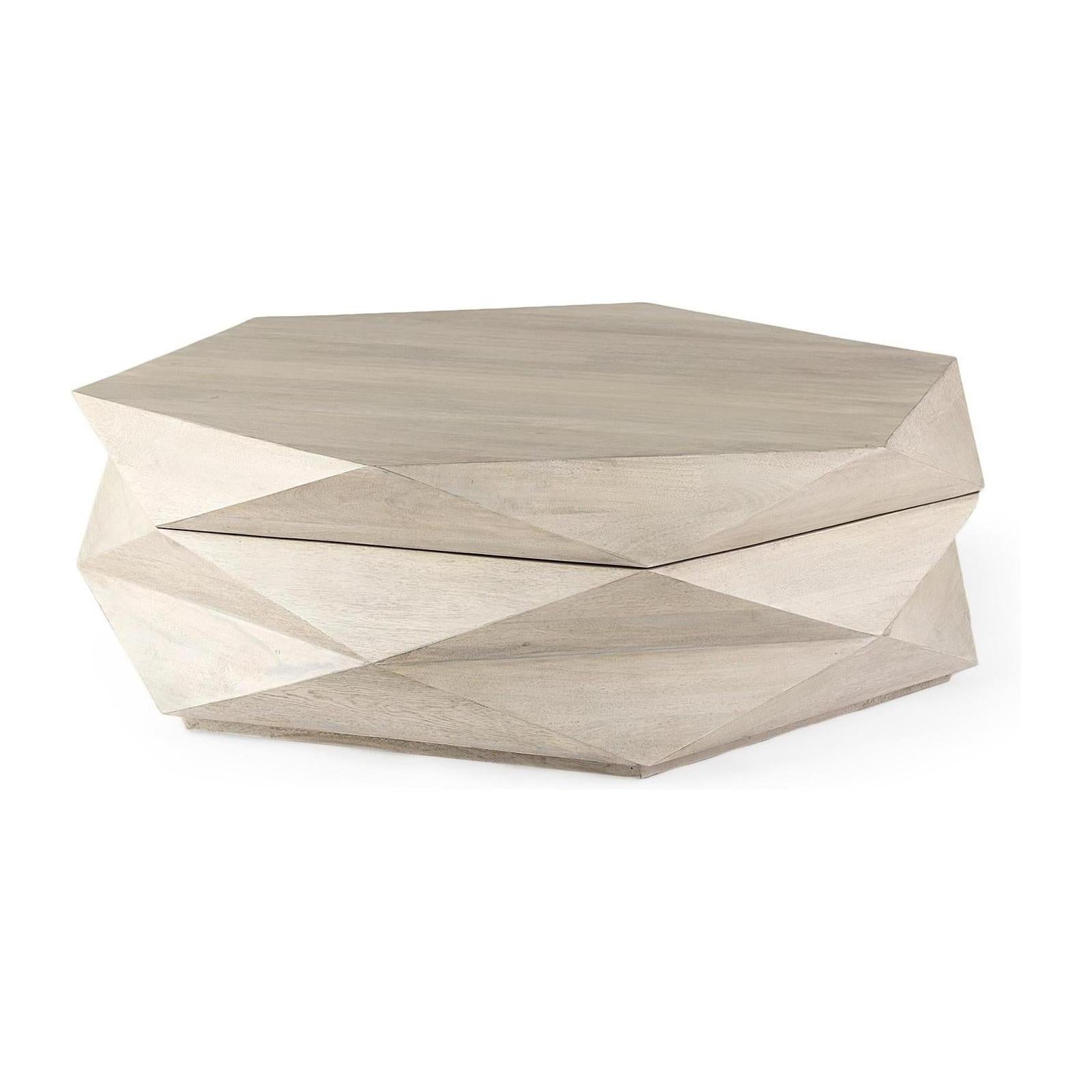 Mercana Arreto Solid Wood Hexagonal Storage Coffee Table