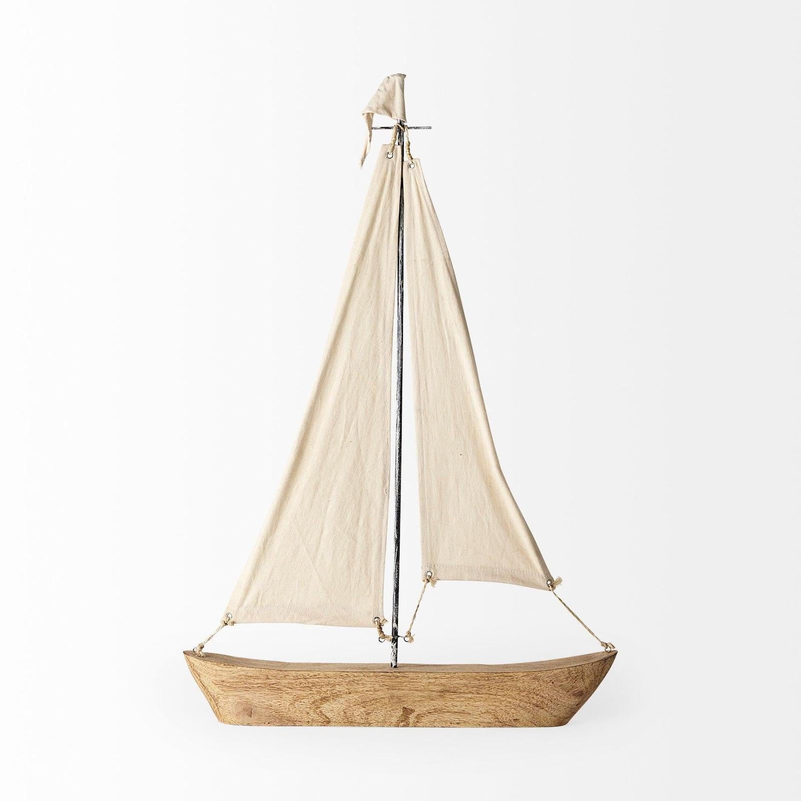 Mercana Tartane Brown/Cream Nautical Inspired Sailboat