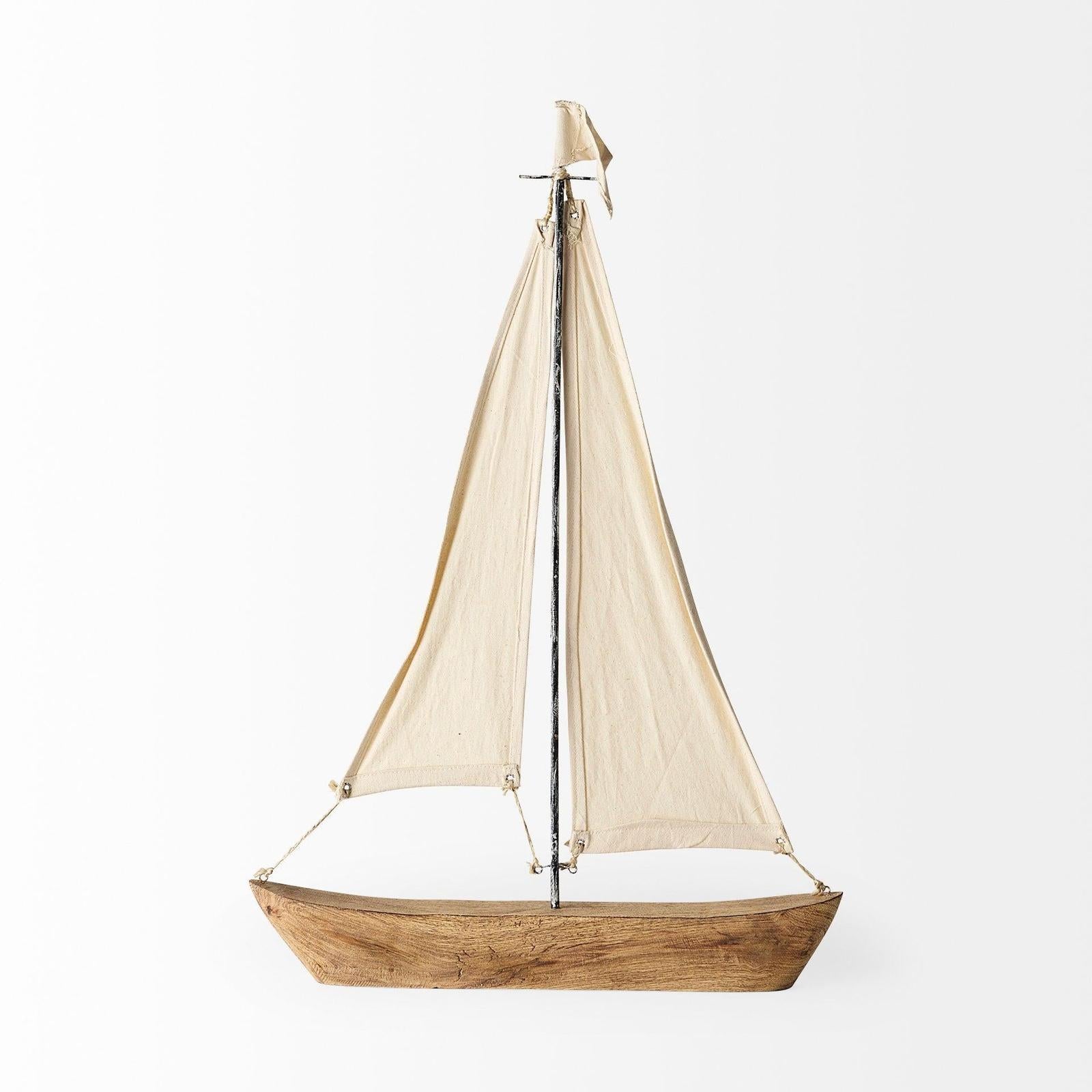 Mercana Tartane Brown/Cream Nautical Inspired Sailboat