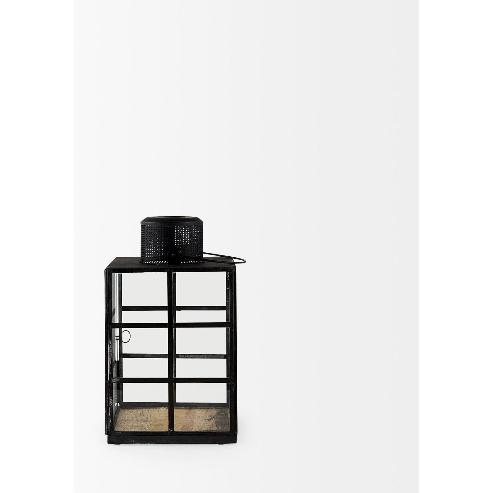Mercana Gamfield Black Metal and Glass Lantern