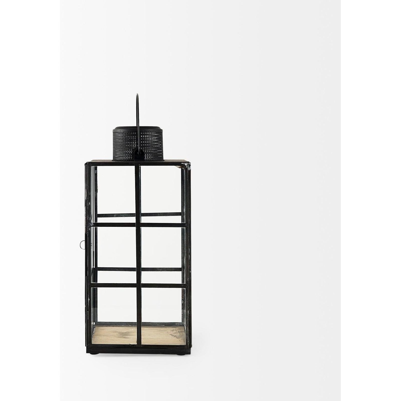 Mercana Gamfield Black Metal and Glass Lantern