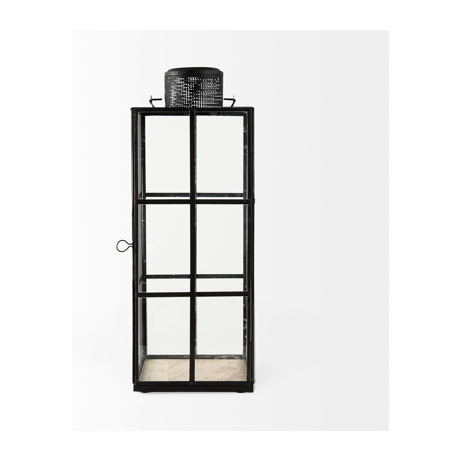 Mercana Gamfield Black Metal and Glass Lantern