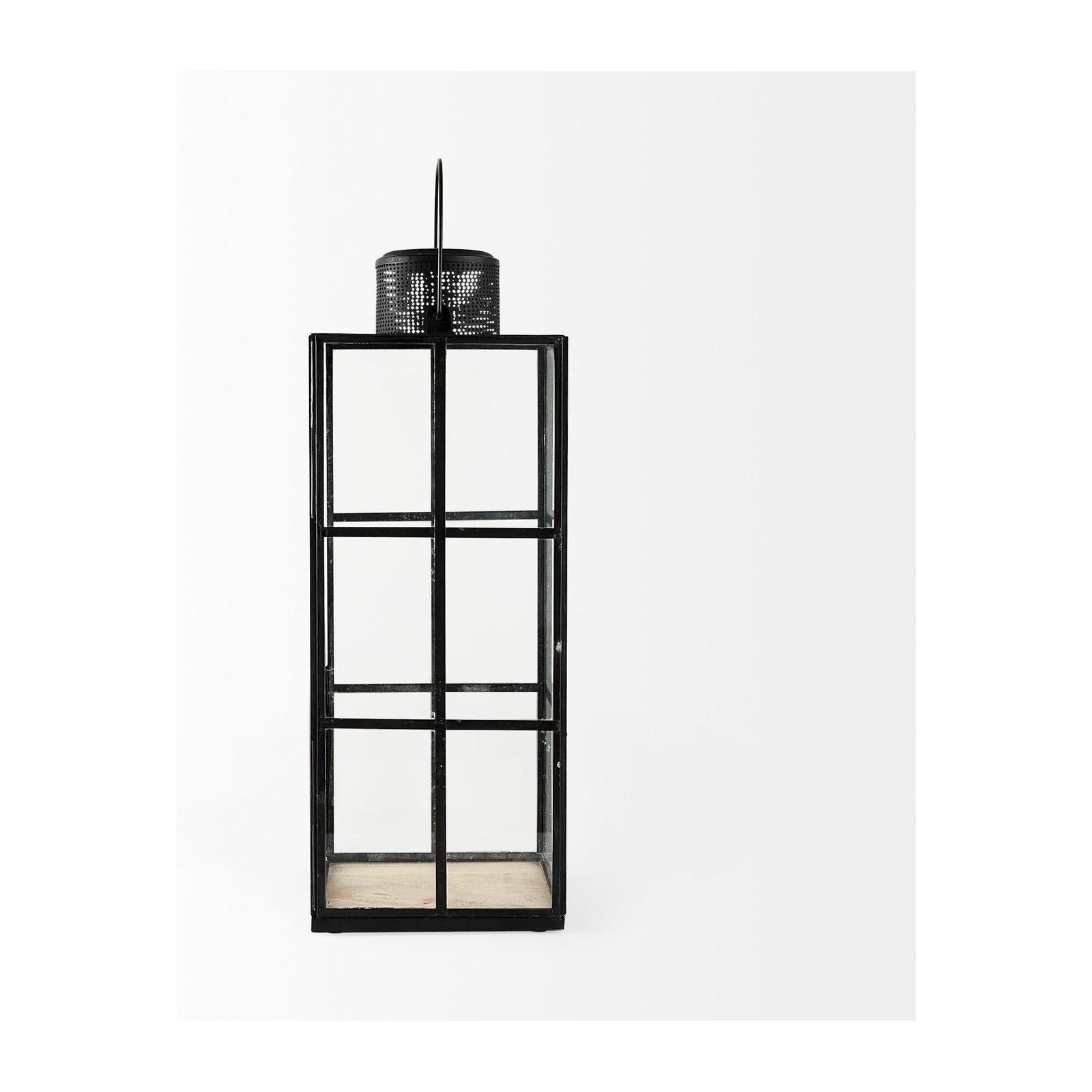 Mercana Gamfield Black Metal and Glass Lantern